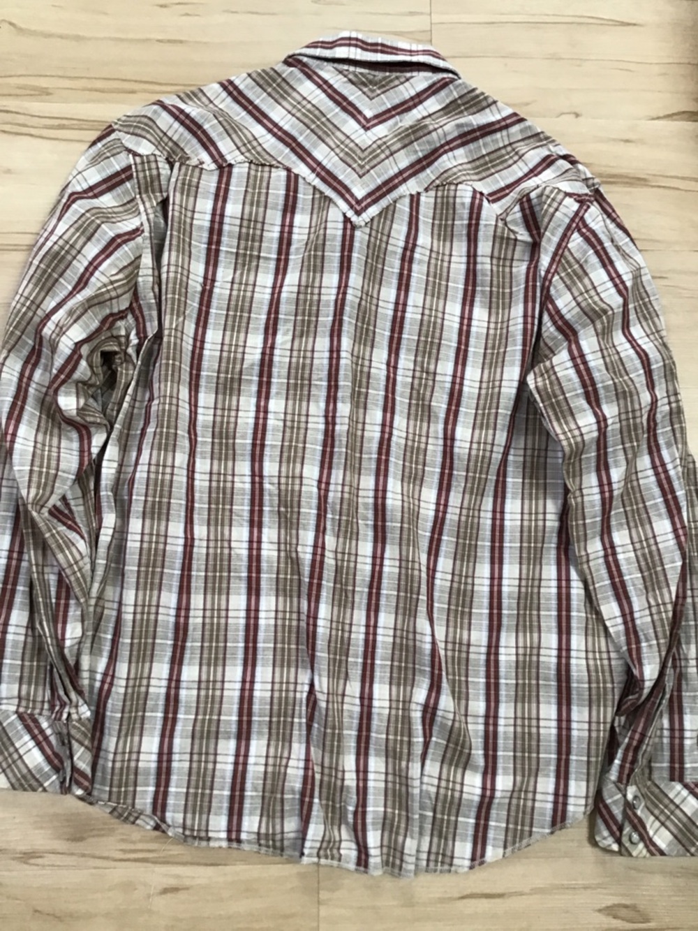 90’s Hawk Men's Brown Plaid Pearl Button Fringe Embroidered Western Shirt XL - Picture 3 of 10